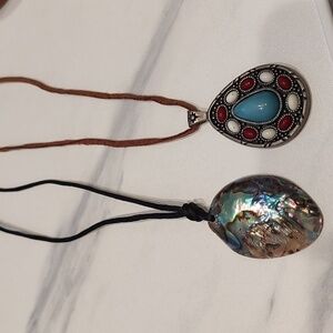 Vintage Robert Rose Western Necklace And Vintage Genuine Abalone Shell Necklace